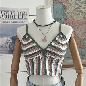 Harlow Striped Crochet Knit Top
